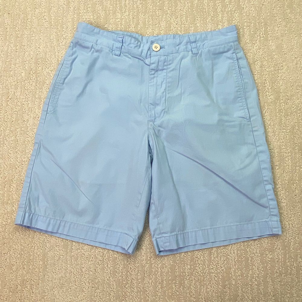 Vineyard Vines Men's 30 x 9 Blue Flat Front Cotton‎ Whale Logo Club Shorts